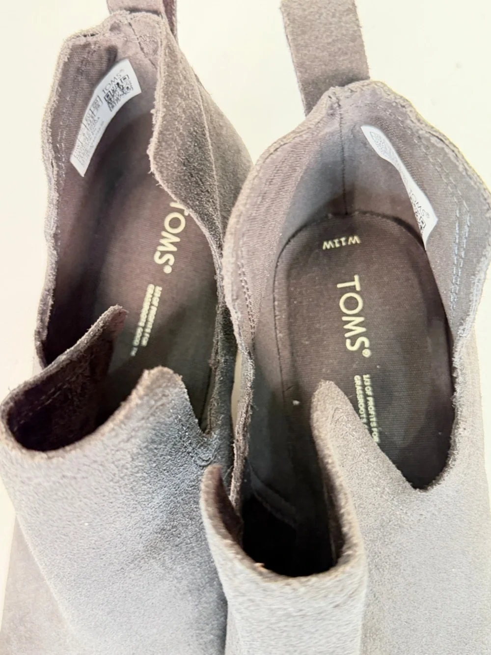 TOMS Gray Suede Wedge Booties Womens 11 Cutout Ankle Boots comfort stylish wedge